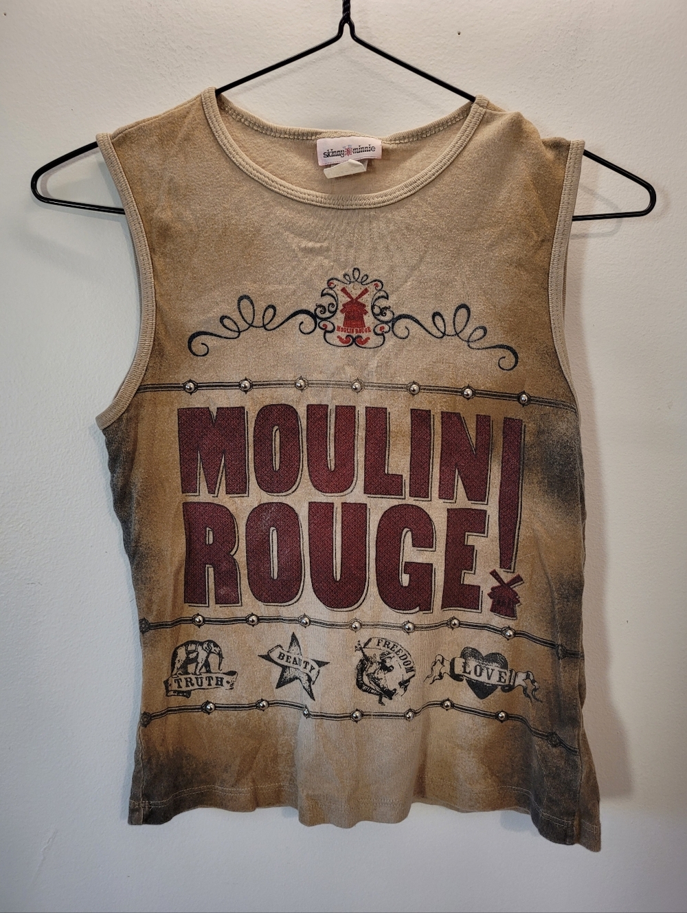 Vintage Y2k Moulin Rouge Official 2001 Movie Studded Tank Top Skinny Minnie - L
